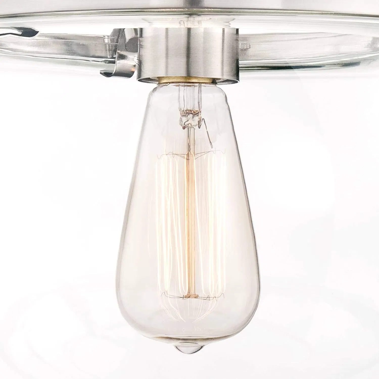 Industrial Rustic Farmhouse Ceiling Semi Flush Mount Brushed Nickel LED Clear Glass Ceiling Lights