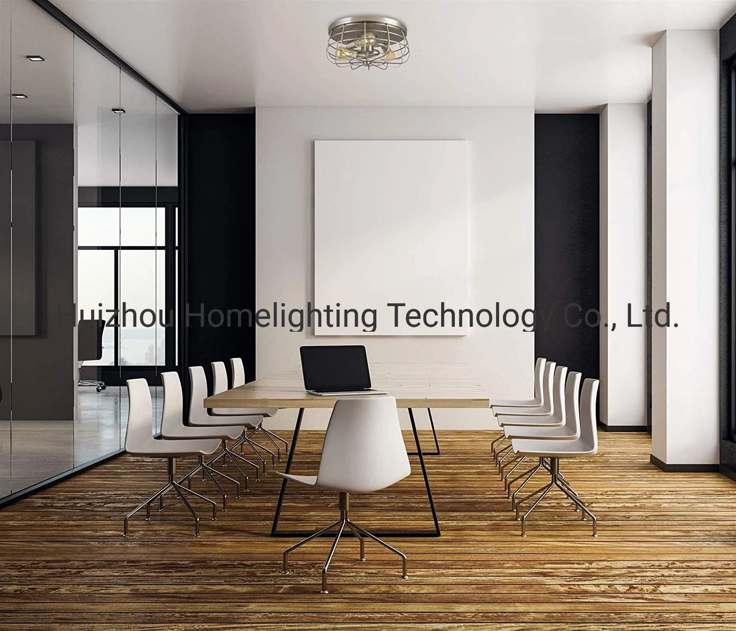 Jlc-C018 Industrial 3-Light Metal Cage Flush Mount Ceiling Light