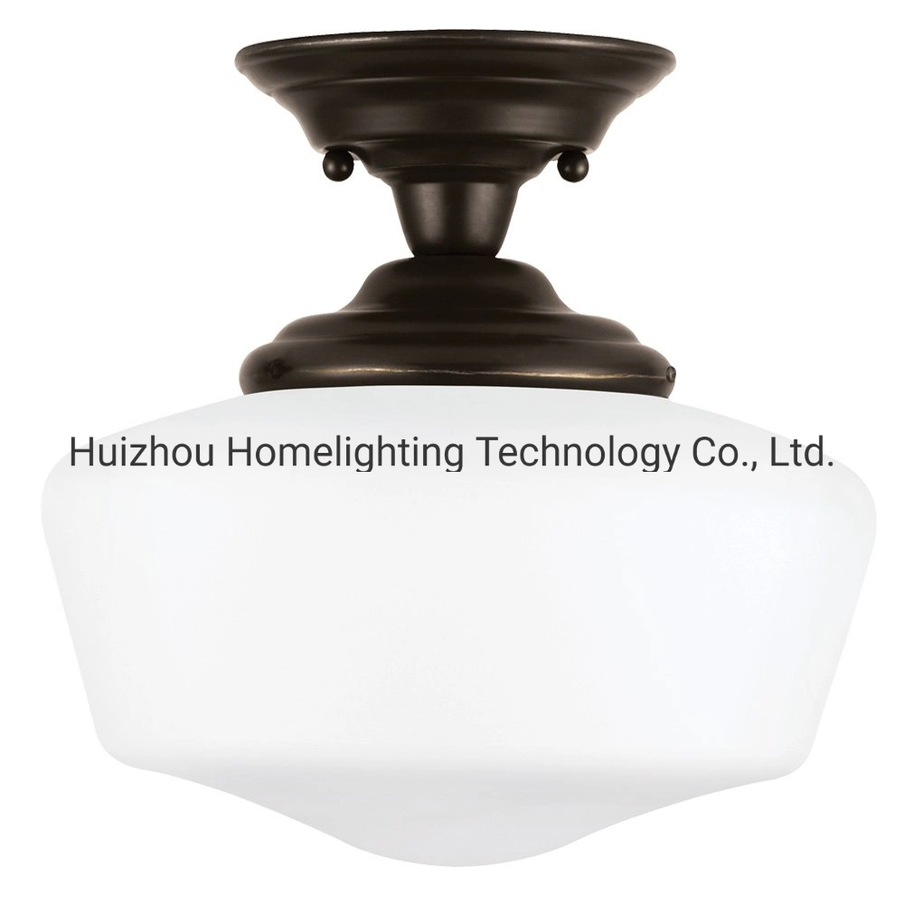 Jlc-H24 One-Light Semi-Flush Mount Ceiling Light with Satin White Glass