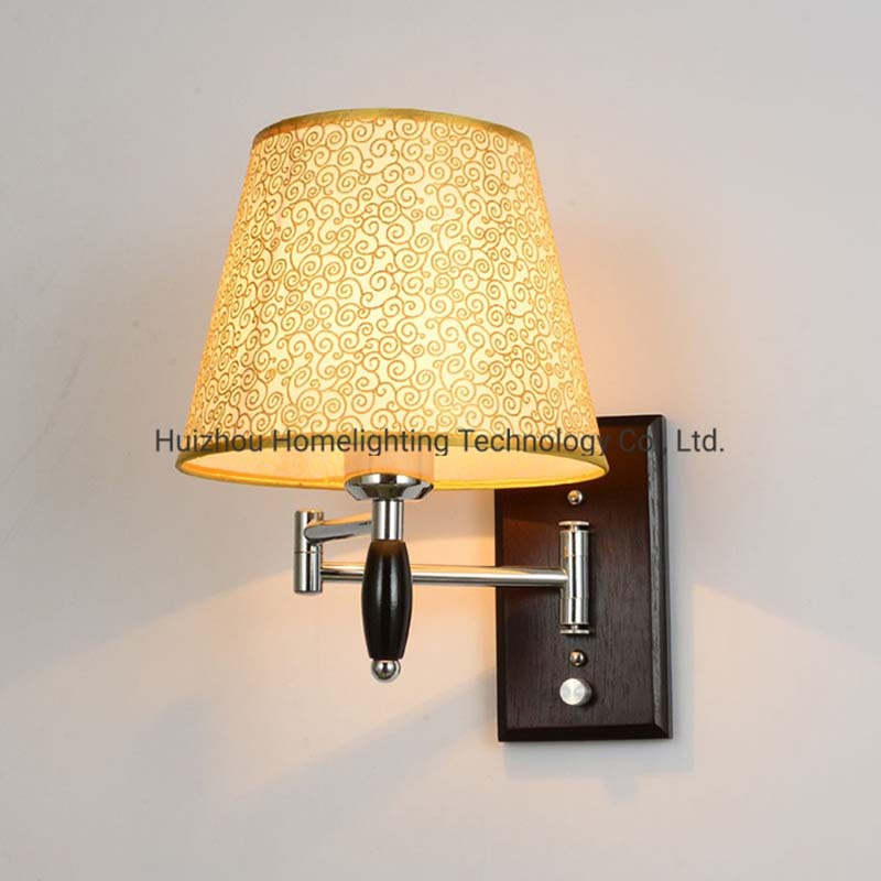 Hotel Wall Sconces Wholesale Bedside Adjustable Swing Arm Wooden Vintage Wall Lamp Budget Hotel Lighting Packages