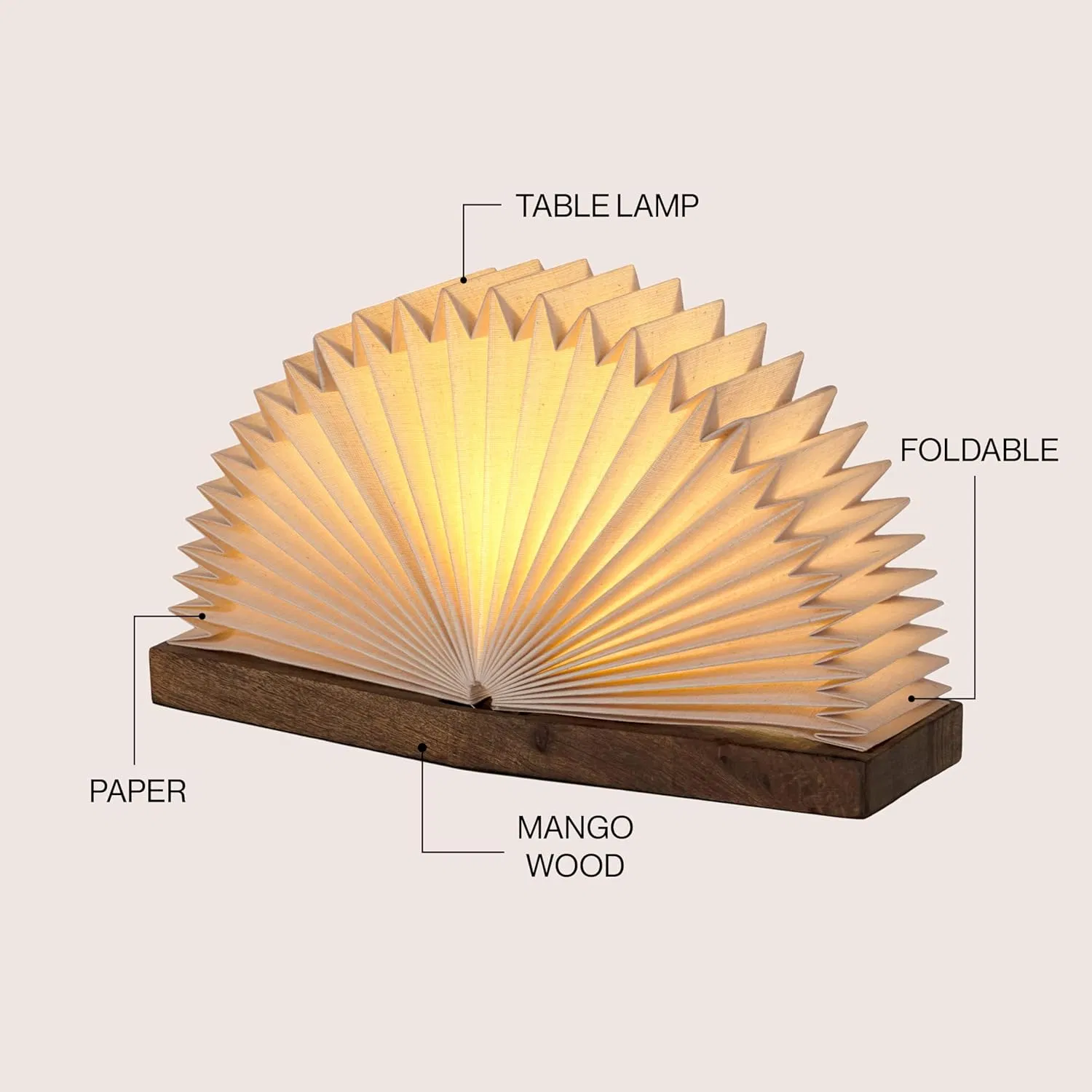 Modern Art Deco Paper Full Pleated Fan LED Living Family Dining Bedroom Hallway Office Table Lamp