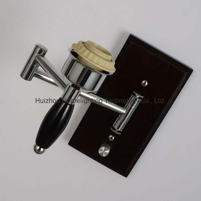 Hotel Wall Sconces Wholesale Bedside Adjustable Swing Arm Wooden Vintage Wall Lamp Budget Hotel Lighting Packages