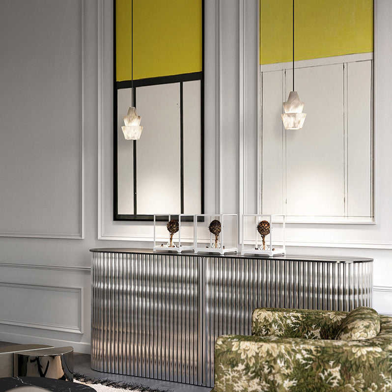 Postmodern Indoor Kitchen White Lab Pendant Minimalist Decorative Lighting Alabaster Hanging Lamp