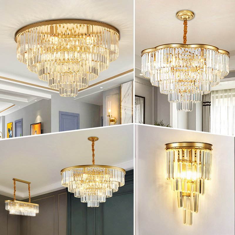 Modern Lighting Circular Iron E14X16 Diamon K9 Crystal Chandelier Luxury