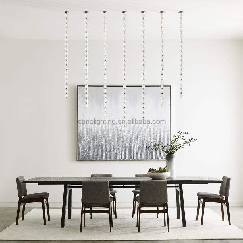 Bar Linear Glass Collier Pendant Light Modern Minimalist Cafe Showroom Restaurant Decoration Black Metal Brass Pendant Light