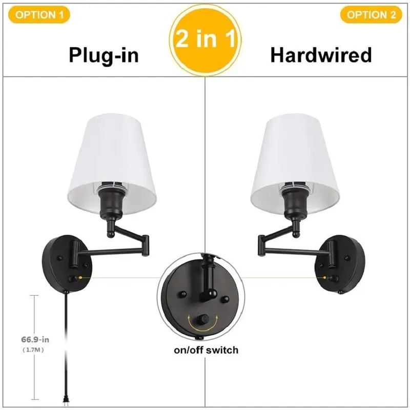 Wall Light Black Swing Arm Wall-Mounted Lamps