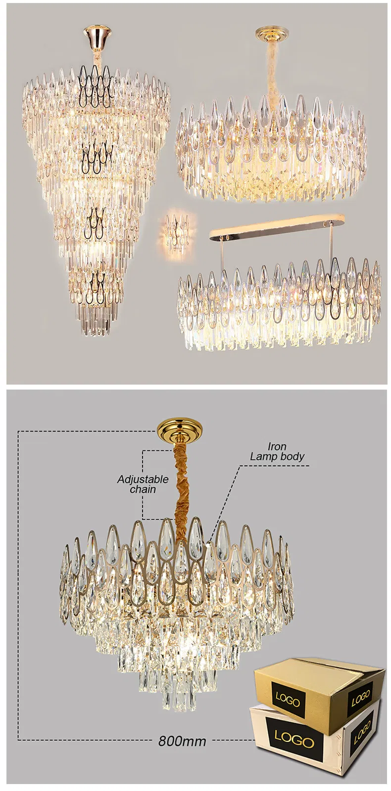 Gold Crystal Chandelier Display