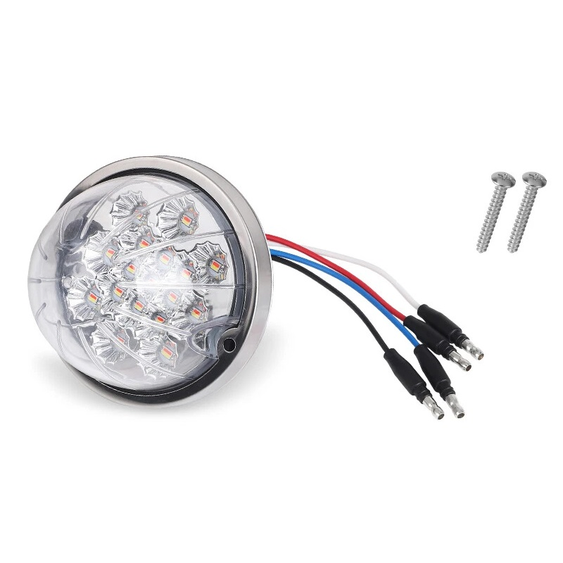 1xpcs 12V Dual Color LED Semi-Truck Trailer Tail/Brake/Turn Signal Flush Mount Chrome Watermlon Top Cab Side Marker Light