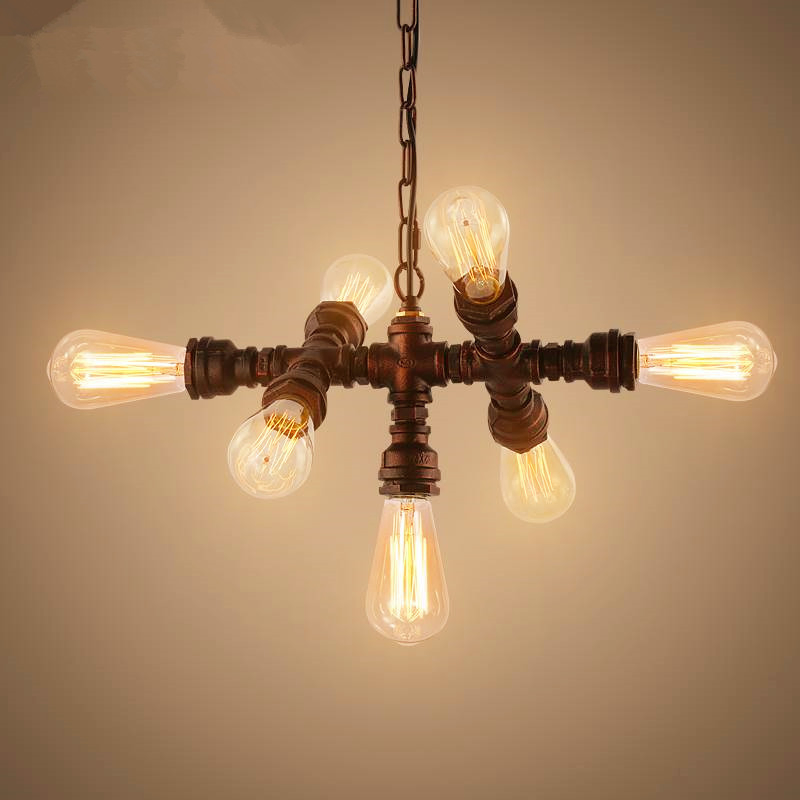 Loft Industrial Style Retro Water Pipe Chandelier Restaurant Aisle Coffee Shop Iron Pendant Lamp (WH-VP-222)