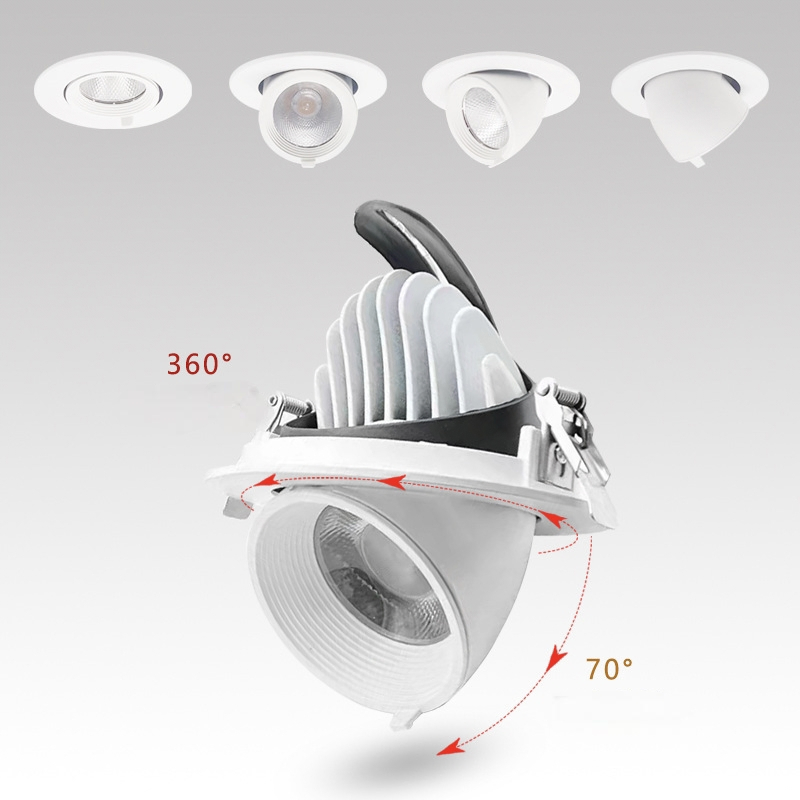 Superior Quality CRI90 Color Adjustable Recessed Spotlights COB Trunk Down Light LED Gimbal Downlight