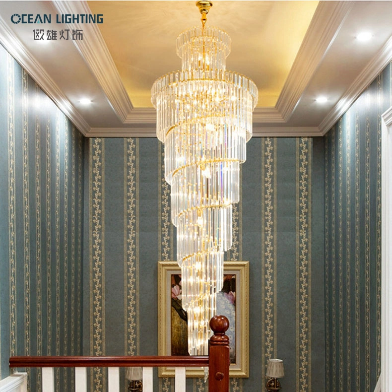 Modern Luxury Design Large Hanging Long Crystal Chandeliers Ceiling for Stairs