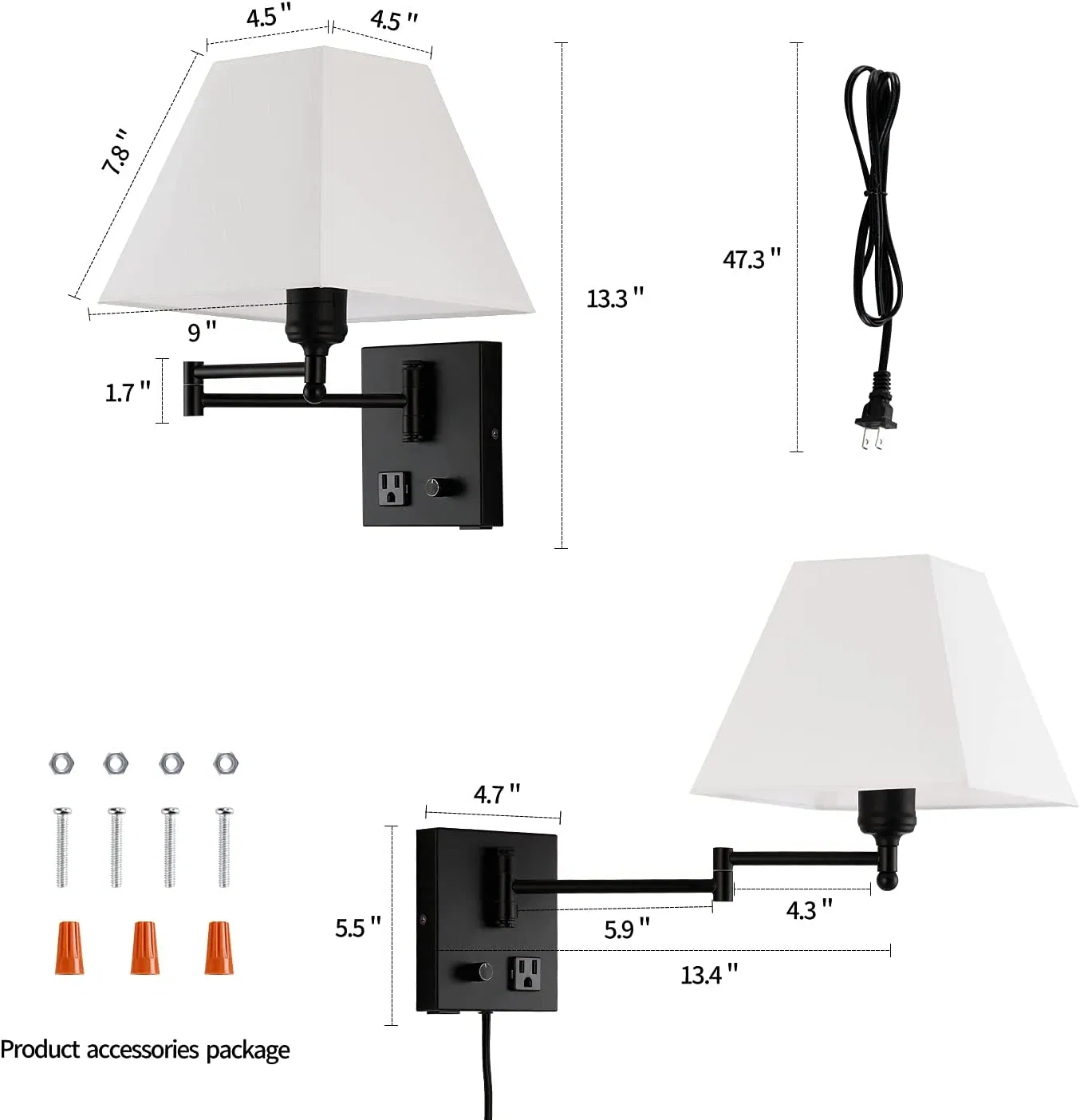 Jl-504 Swing Arm Wall Lamp, Modern Wall-Mounted Electrical Light