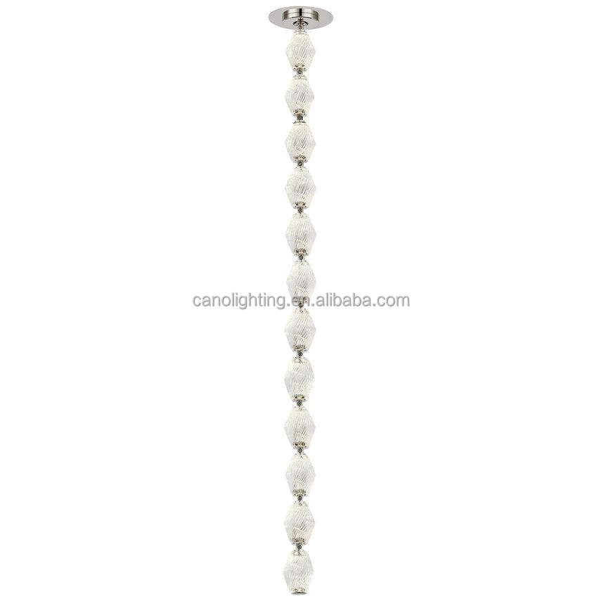 Bar Linear Glass Collier Pendant Light Modern Minimalist Cafe Showroom Restaurant Decoration Black Metal Brass Pendant Light