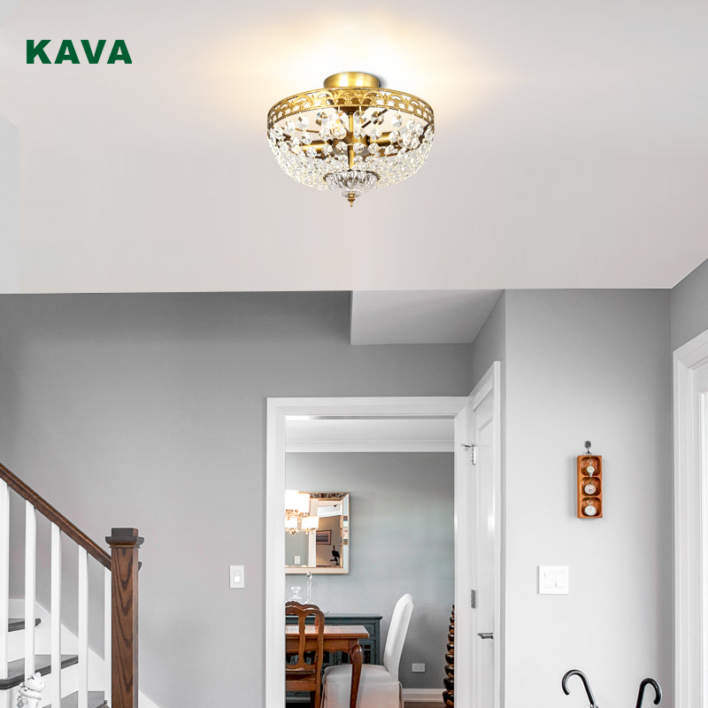 Kava Lighting Weddidng Glamour Crystal Semi Flush Mount Ceiling Light