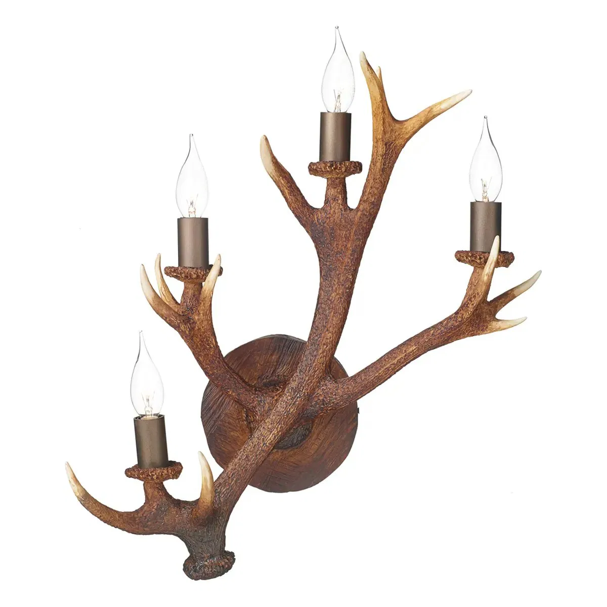 Farmhouse Vintage Rustic Chalet Creative Antler 2 Light Electric Wall Light Fixtures Sconce Resin Deer Horn Decorative Light