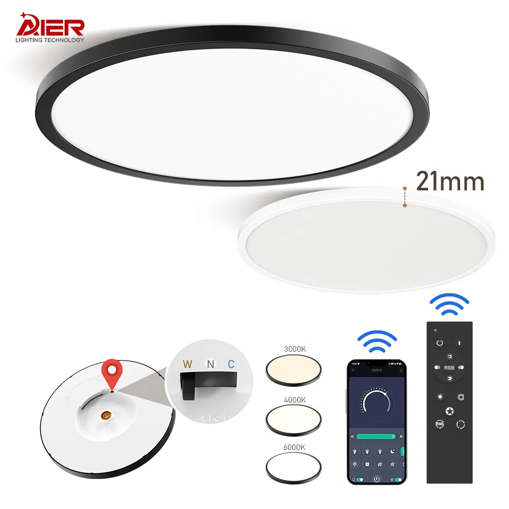 Indoor Lighting Ultra Thin 3CCT Changeable 3000K/4000K/6000K Round Slim LED Ceiling Light Flush Mount LED Ceiling Lamp