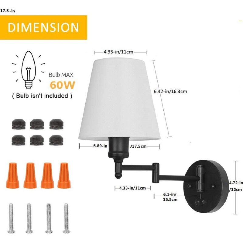 Wall Light Black Swing Arm Wall-Mounted Lamps