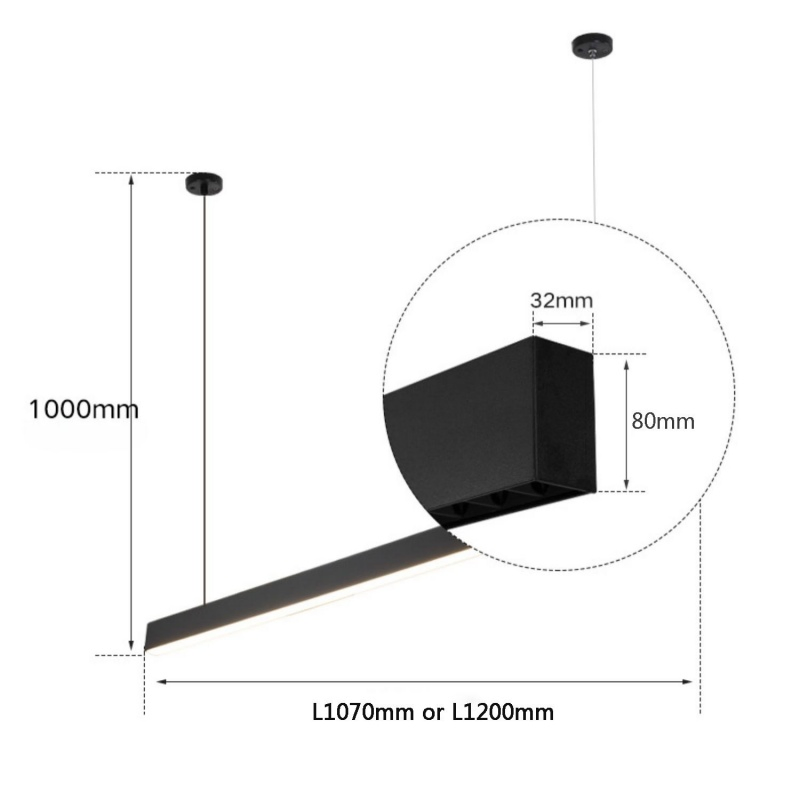 Modern Anti-Glare Linear Pendant Light: Minimalist LED Hanging Office Fixture