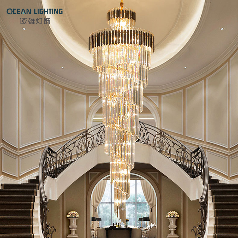 Modern Luxury Design Large Hanging Long Crystal Chandeliers Ceiling for Stairs