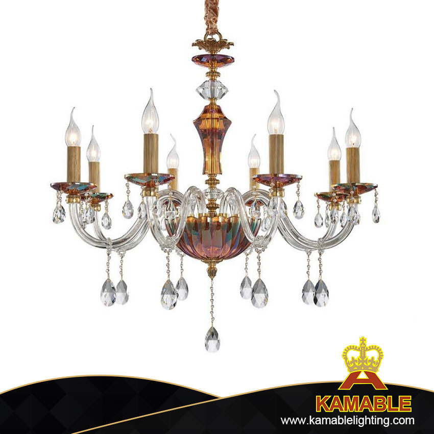 Special Cognac Red Glass Metal Modern Home Villa Crystal Chandelier