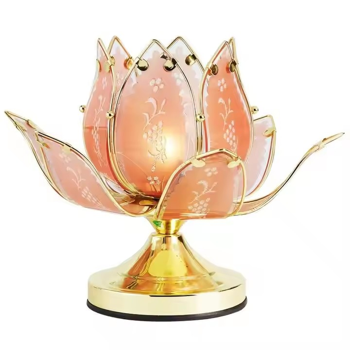 Art Deco Home Touch Control Lamp Dimming Lotus Flower Table Lamp Decorative