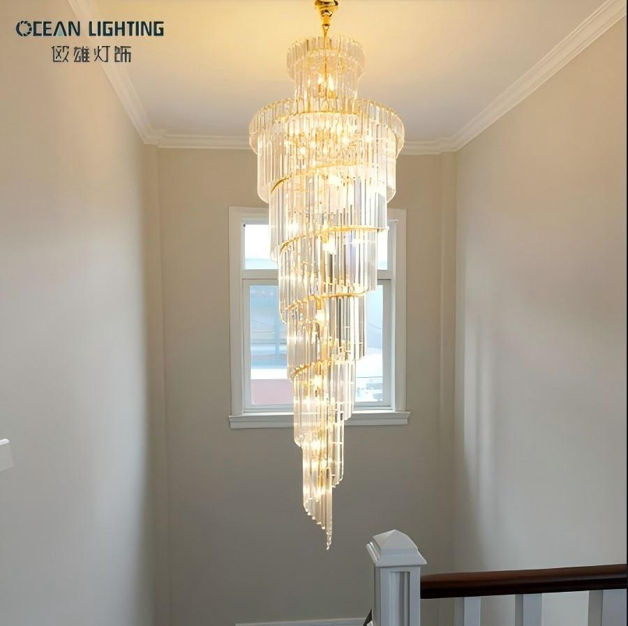 Modern Luxury Design Large Hanging Long Crystal Chandeliers Ceiling for Stairs