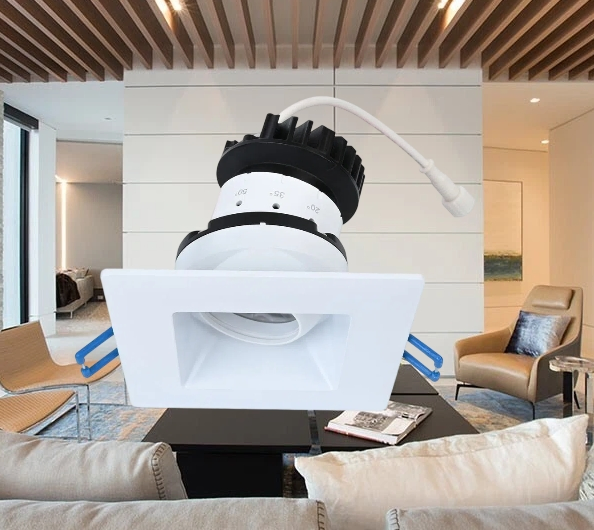 COB Lighting LED Downlights Recessed Ceiling Square Gimbal Directional Dimmable Hotel Lights IP54 Rgbcw Low Glare CE EMC Elt Certified