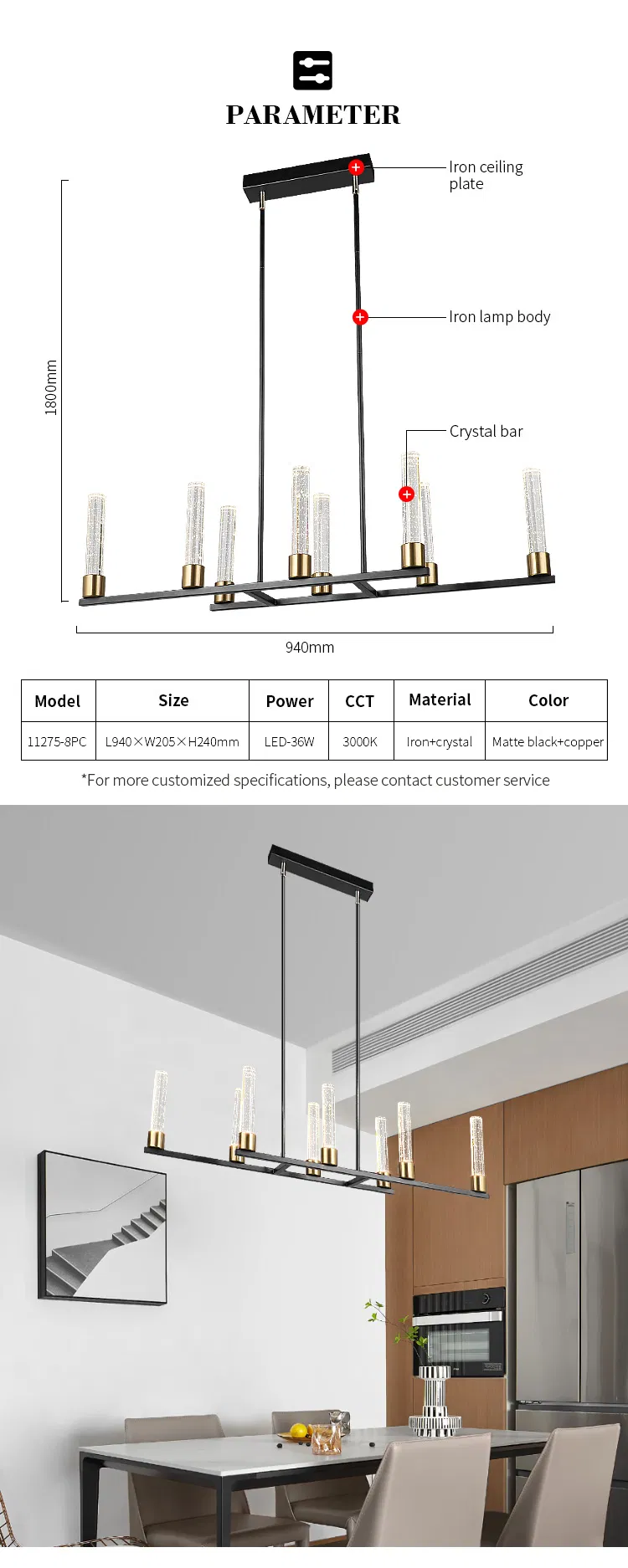 Crystal Acrylic Glass Chandelier Detail