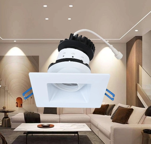 COB Lighting LED Downlights Recessed Ceiling Square Gimbal Directional Dimmable Hotel Lights IP54 Rgbcw Low Glare CE EMC Elt Certified