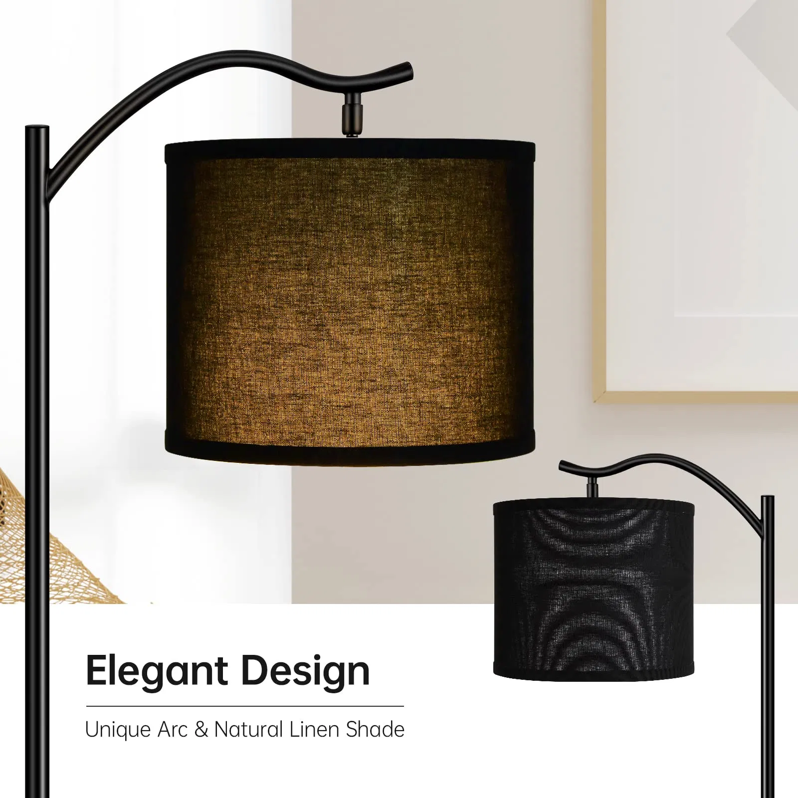 Floor Lamp Beige Linen Shade
