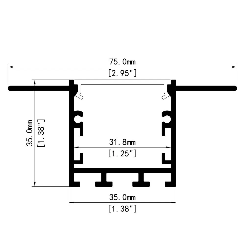 75mm*35mm &nbsp;Precise Dimming Drywall Plaster Linear Light Trough to Meet Different Needs