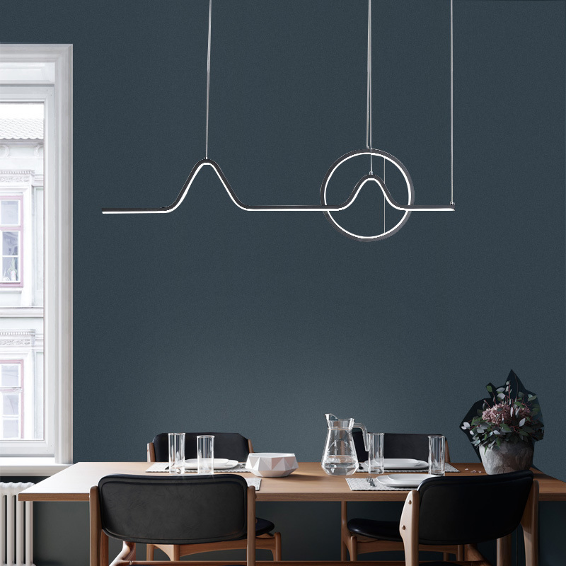 Simple Modern Wholesale Minimalist Gold Design Linear LED Pendant Lamp Dining Room Restaurant Bar Long Kitchen LED Aluminum Silicone Pendant Light (ZY-C025)