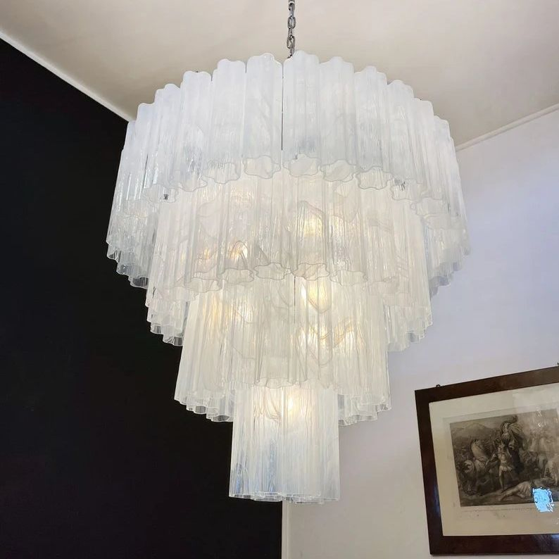 Italy Suspension Lamp Home Decorative Pink Crystal Murano Glass Modern Design Ceiling Chandelier