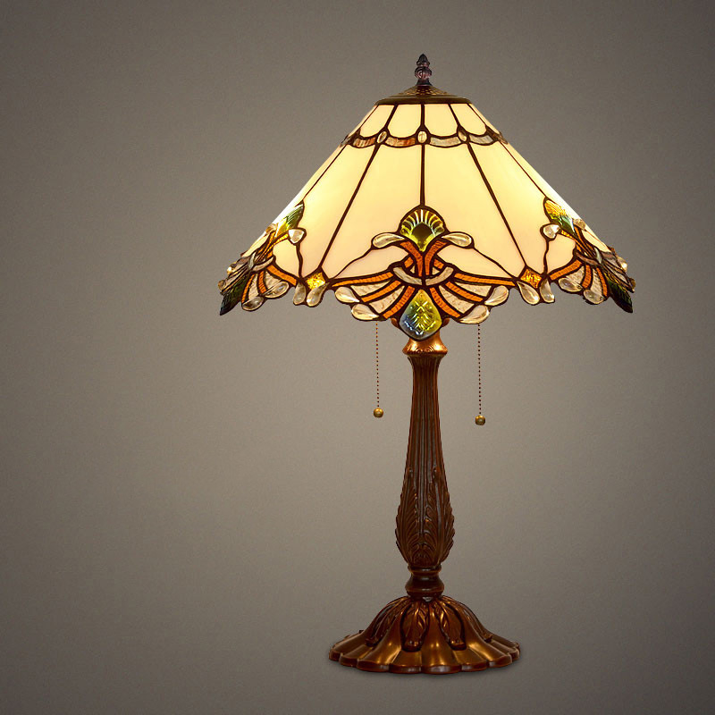 Art Deco Stained Glass Tiffanylamp Bed Side Large Vintage Luxury Table Lamp (WH-TTB-06)