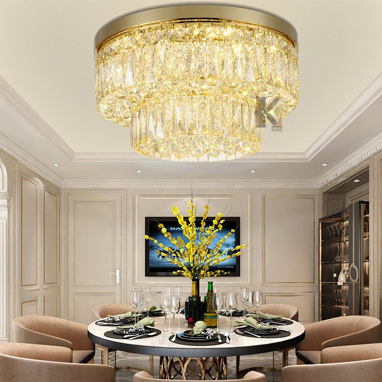Konig Lighting China Modern Crystal Flush Mount Ceiling Light for Hotel Home
