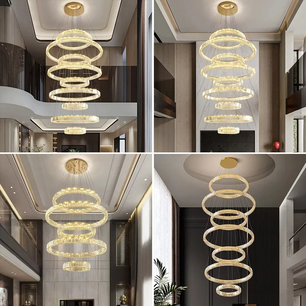 Modern Luxury K9 Crystal Large Chandelier for Elegant Hotel Lobbies
