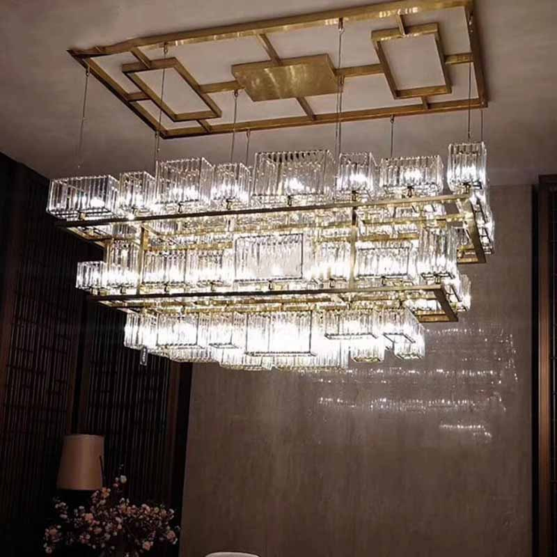 Modern Luxury Large Round Chandelier Restaurant Living Room Hotel Lobby Crystal Custom Engineering Chandelier