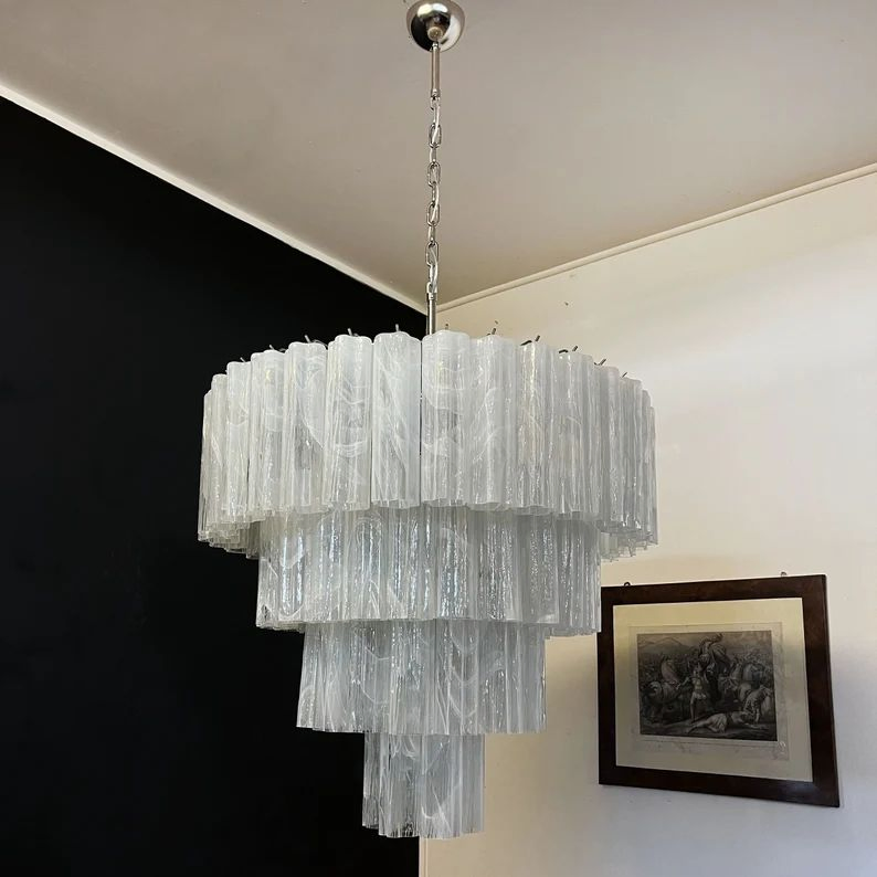 Italy Suspension Lamp Home Decorative Pink Crystal Murano Glass Modern Design Ceiling Chandelier