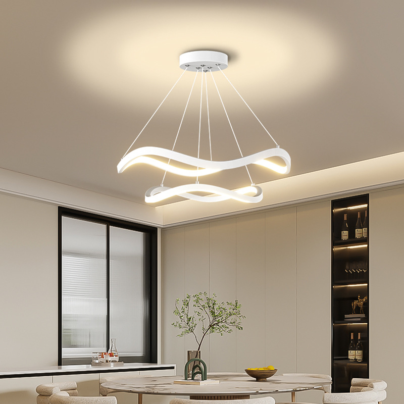 Modern Flower Shape Linear Minimalist LED Black Pendant Hanging Light