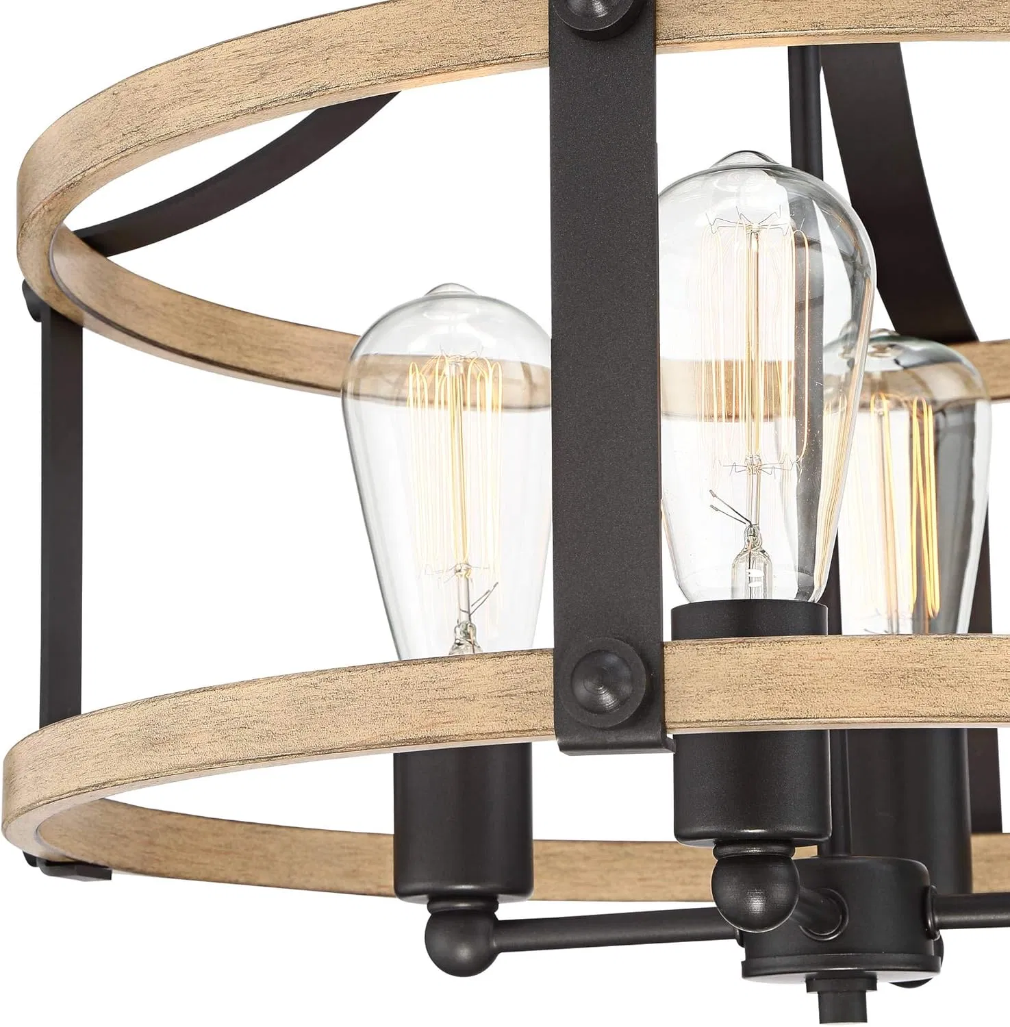 Buford Farmhouse Rustic Industrial Black Cage Semi Flush Mount Ceiling Lights