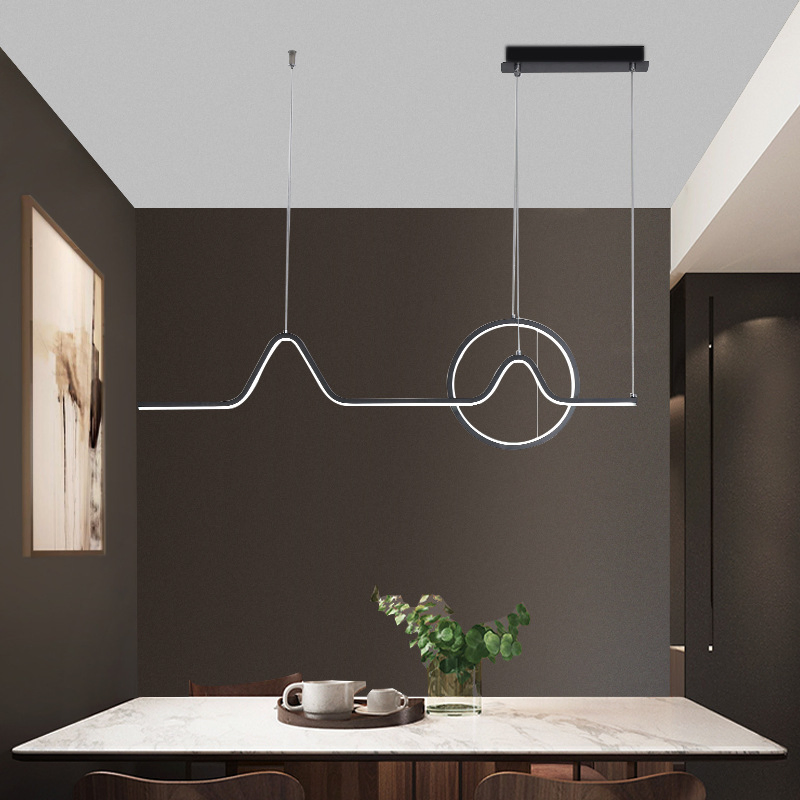 Simple Modern Wholesale Minimalist Gold Design Linear LED Pendant Lamp Dining Room Restaurant Bar Long Kitchen LED Aluminum Silicone Pendant Light (ZY-C025)