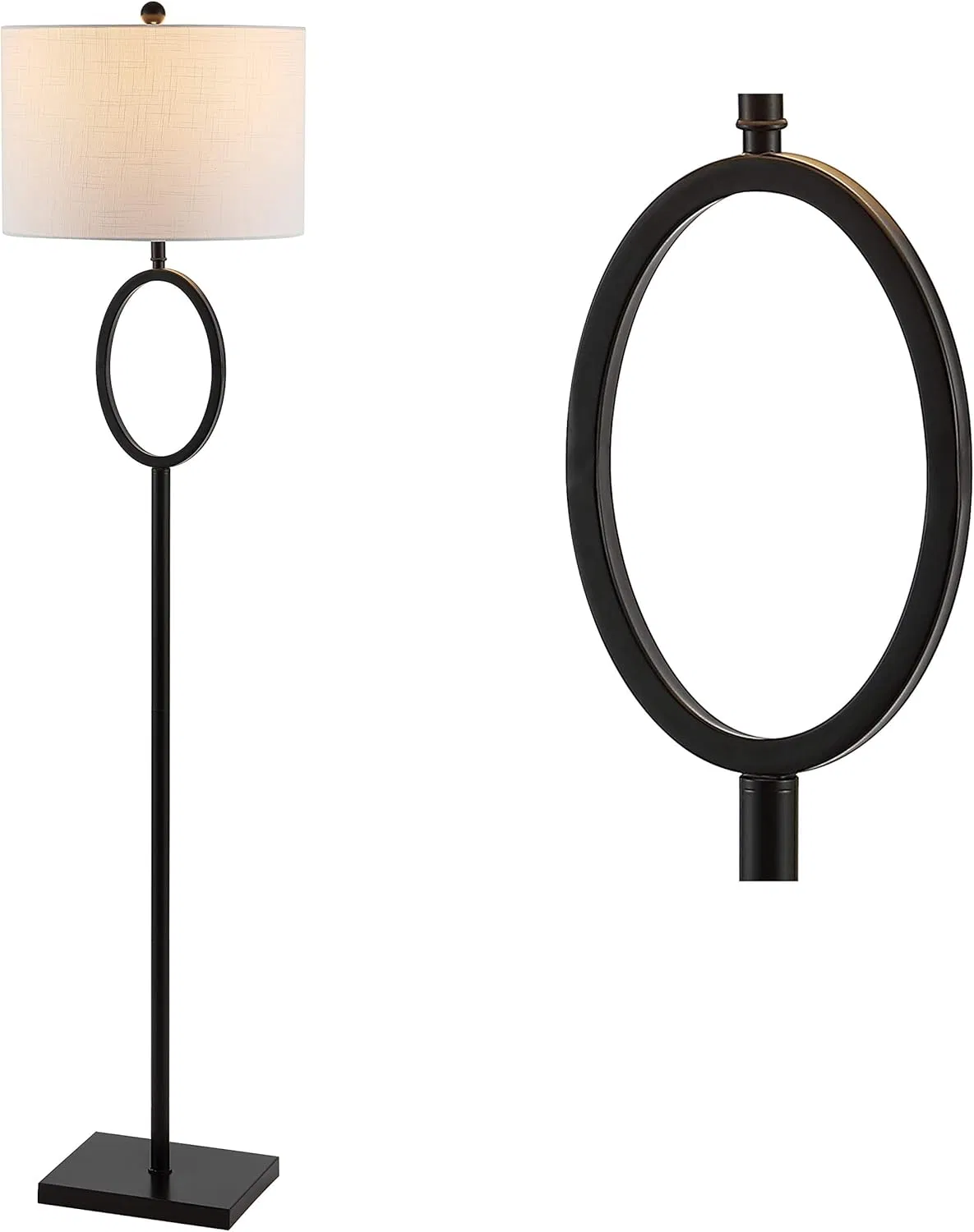 Modern Oil Rubbed Bronze Tall MID Century White Linen Drum Shade LED Corner Floor Lamp