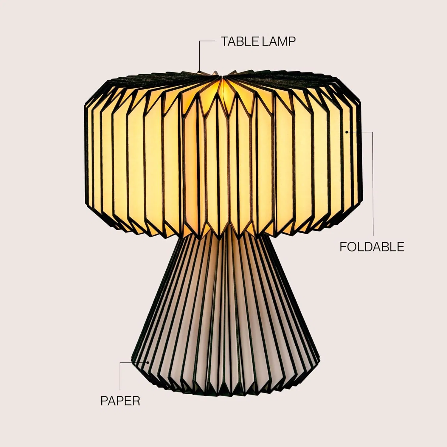 High Quality Modern Art Deco Paper Pleated Shade Accent LED Living Family Dining Bedroom Hallway Office Table Lamp