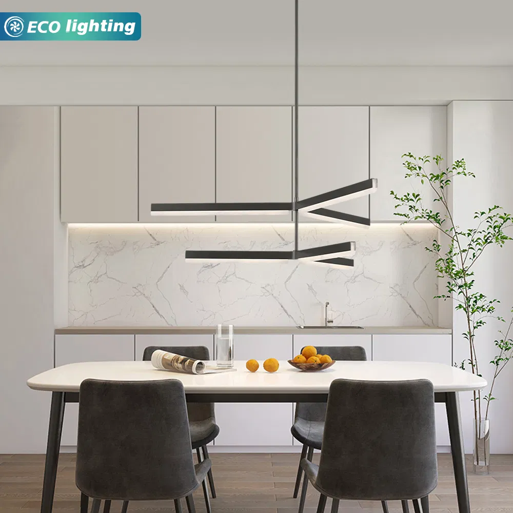 Single Rod Split Black LED Pendant Light, Minimalist Linear Hanging Lamp for Living Room