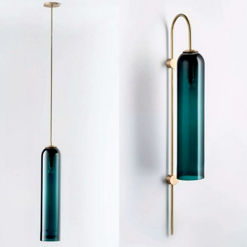 Creative Blue Glass Northern Europe Tube Hotel Prototype Room Wall Lamp (WH-OR-35)