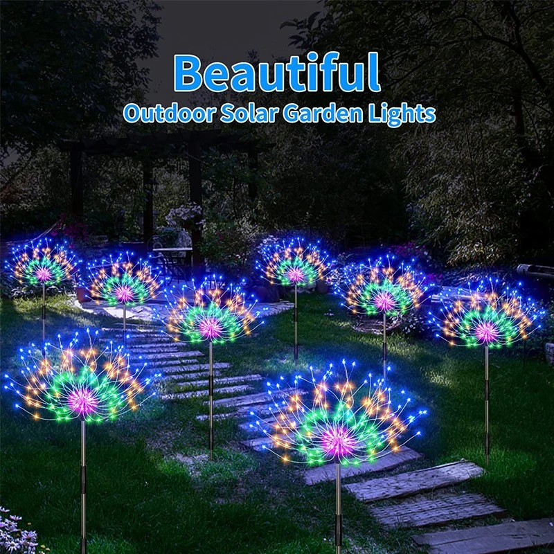 String Fairy Light Outdoor Solar Firework Light Waterproof Flash Light for Lawn Garden Patio Christmas Holiday Decoration