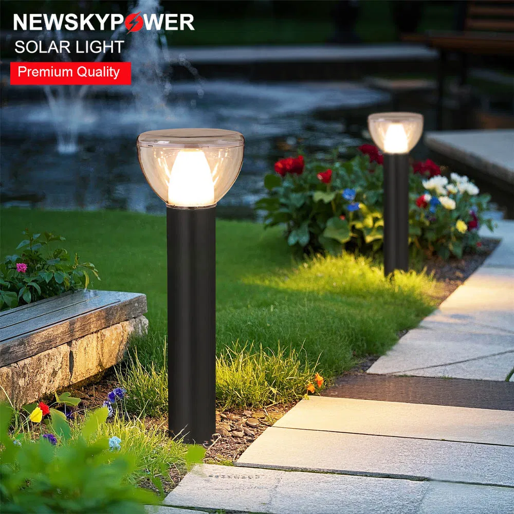 New Arrival Solar Lawn Bollard Light IP65 PC Protective Cover Dual Color Temp 3000K 6000K Easy Installation for Garden Pathway
