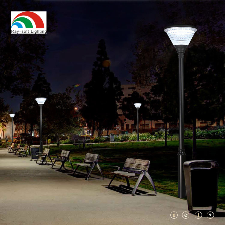 European Style Post Lamp Decoration Residential Path Pole Lighting Bright UFO Post Top Lantern Solar Garden Lights