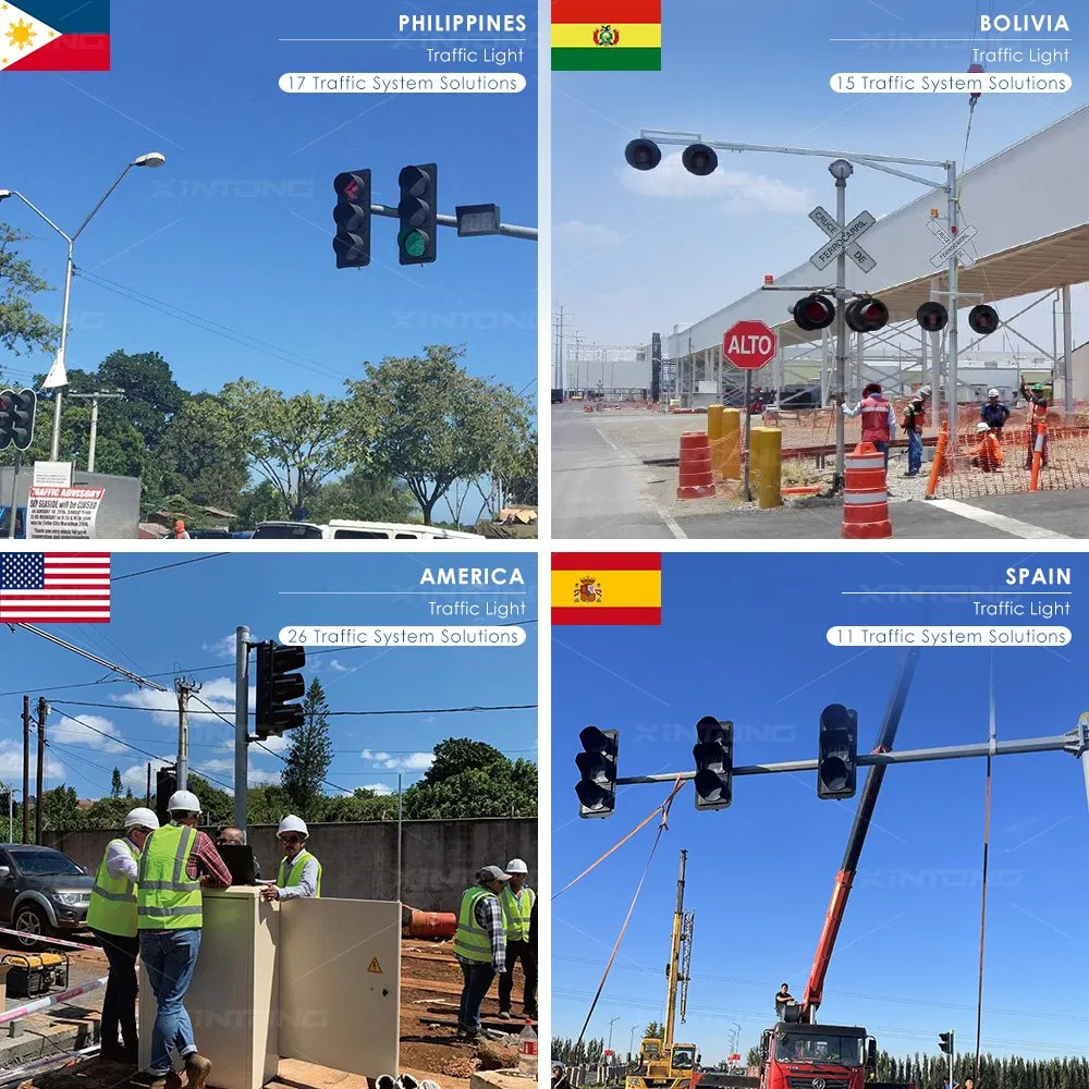 Xintong 300mm 400mm Warning Three Color Full Ball Intelligent LED Solar Power Traffic Signal Light System Countdown