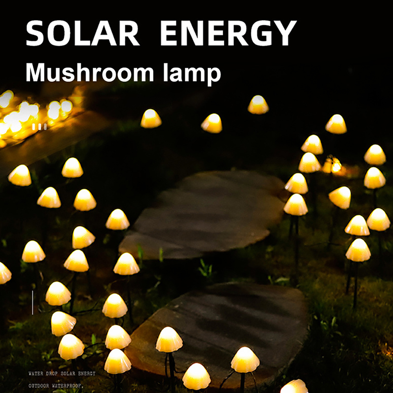Outdoor Solar Garden Light LED Mushroom Fairy String Light Waterproof Pathway Solar Stake Mushroom Lamp 3.5m 10-LED Light